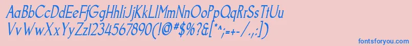 フォントGoodfishItalic – ピンクの背景に青い文字