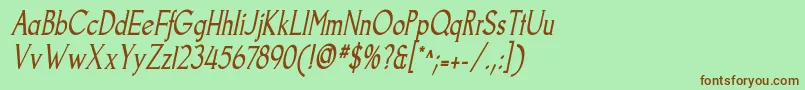 GoodfishItalic Font – Brown Fonts on Green Background