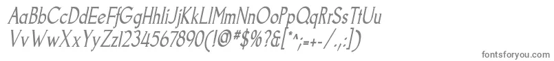 GoodfishItalic-fontti – harmaat kirjasimet valkoisella taustalla