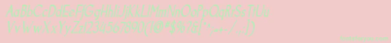 GoodfishItalic-Schriftart – Grüne Schriften auf rosa Hintergrund