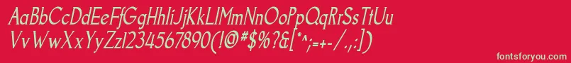 フォントGoodfishItalic – 赤い背景に緑の文字