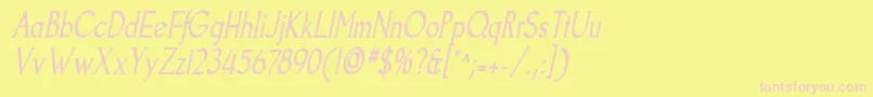 Fonte GoodfishItalic – fontes rosa em um fundo amarelo