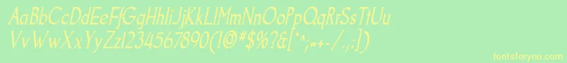 Fonte GoodfishItalic – fontes amarelas em um fundo verde