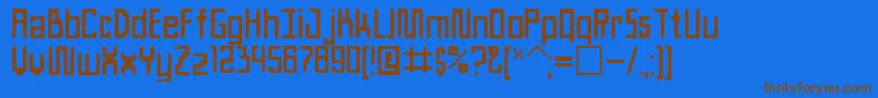 フォントAteam – 茶色の文字が青い背景にあります。