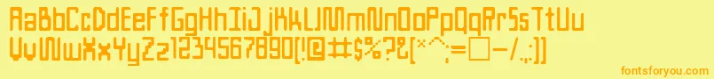 フォントAteam – オレンジの文字が黄色の背景にあります。