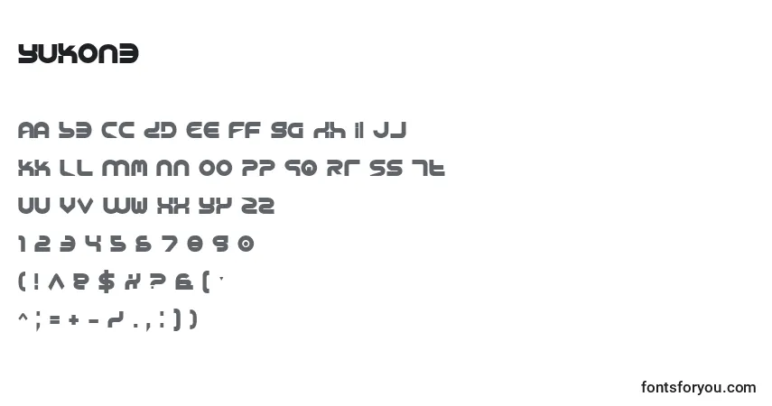 Schriftart Yukonb – Alphabet, Zahlen, spezielle Symbole