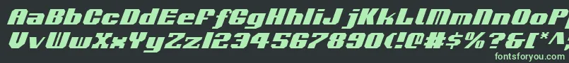 VoortrekkerItalic-fontti – vihreät fontit mustalla taustalla