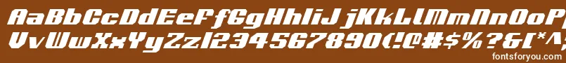 VoortrekkerItalic-fontti – valkoiset fontit ruskealla taustalla
