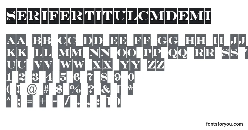 A fonte SerifertitulcmDemi – alfabeto, números, caracteres especiais