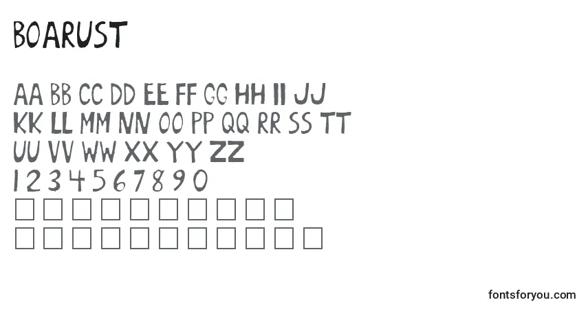 Schriftart Boarust – Alphabet, Zahlen, spezielle Symbole