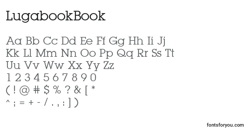 Czcionka LugabookBook – alfabet, cyfry, specjalne znaki