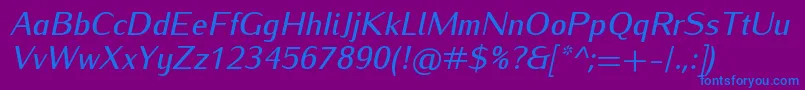 IwonamediumItalic Font – Blue Fonts on Purple Background