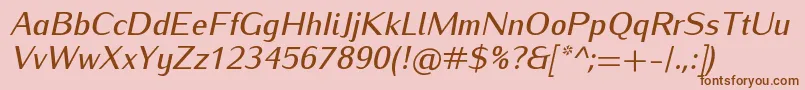 Fonte IwonamediumItalic – fontes marrons em um fundo rosa