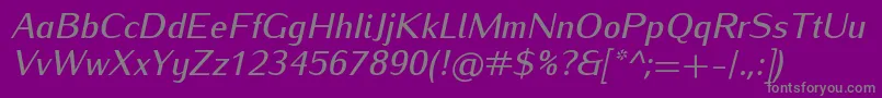 IwonamediumItalicフォントについての詳細 フォントIwonamediumItalic – 紫の背景に灰色の文字