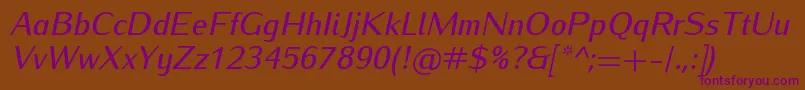 Fonte IwonamediumItalic – fontes roxas em um fundo marrom