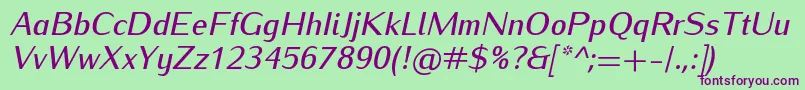 Saiba mais sobre a fonte IwonamediumItalic Fonte IwonamediumItalic – fontes roxas em um fundo verde