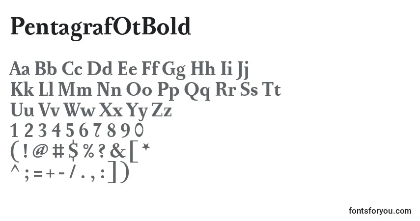 A fonte PentagrafOtBold – alfabeto, números, caracteres especiais