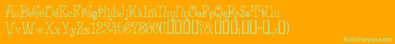 AcadianCyr-Schriftart – Grüne Schriften auf orangefarbenem Hintergrund