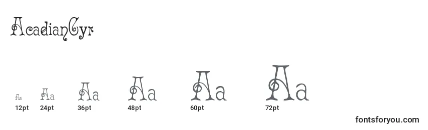 AcadianCyr Font Sizes