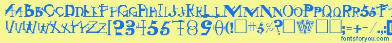 Si Font – Blue Fonts on Yellow Background