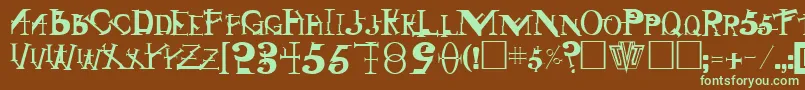 フォントSi – 緑色の文字が茶色の背景にあります。