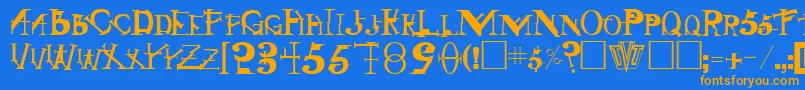 フォントSi – オレンジ色の文字が青い背景にあります。