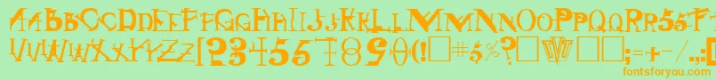 フォントSi – オレンジの文字が緑の背景にあります。