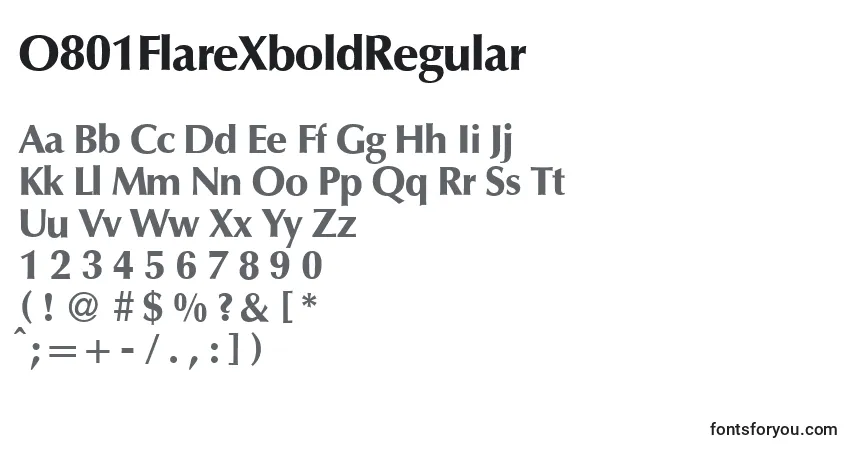 A fonte O801FlareXboldRegular – alfabeto, números, caracteres especiais