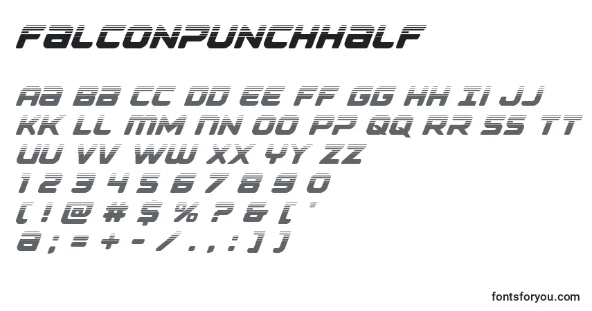 Schriftart Falconpunchhalf – Alphabet, Zahlen, spezielle Symbole
