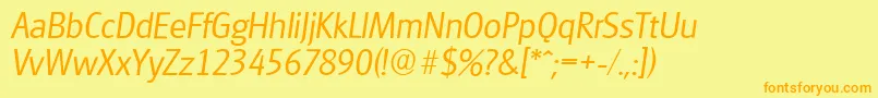 GlasgowserialLightItalic Font – Orange Fonts on Yellow Background