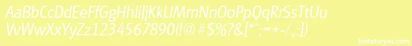 Шрифт GlasgowserialLightItalic – белые шрифты на жёлтом фоне