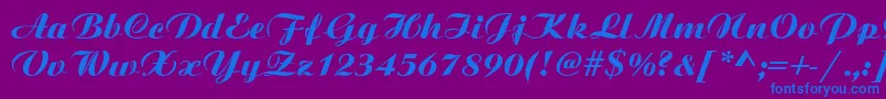 Bitscript-Schriftart – Blaue Schriften auf violettem Hintergrund