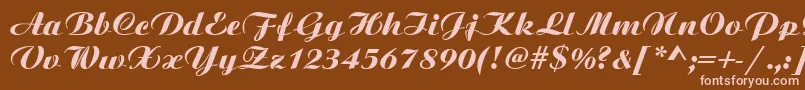 Bitscript-Schriftart – Rosa Schriften auf braunem Hintergrund