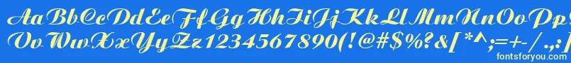 Bitscript Font – Yellow Fonts on Blue Background