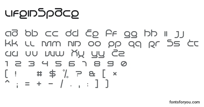 Czcionka LifeInSpace – alfabet, cyfry, specjalne znaki
