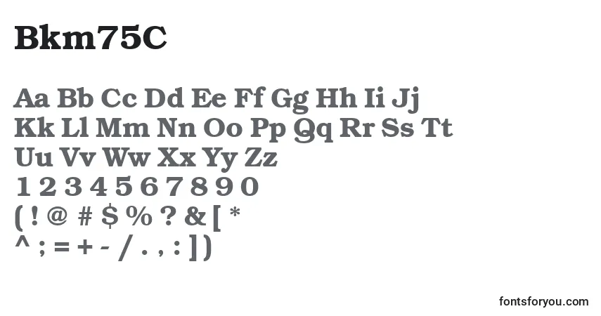 Czcionka Bkm75C – alfabet, cyfry, specjalne znaki