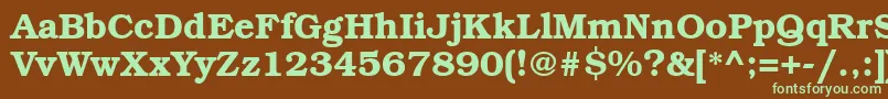 フォントBkm75C – 緑色の文字が茶色の背景にあります。