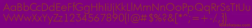 AFuturaortoltLight-Schriftart – Braune Schriften auf violettem Hintergrund
