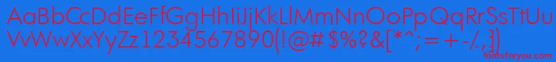 AFuturaortoltLight-Schriftart – Rote Schriften auf blauem Hintergrund
