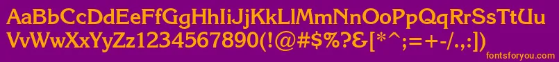 KarinaBold-fontti – oranssit fontit violetilla taustalla