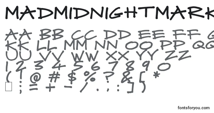 MadMidnightMarker-fontti – aakkoset, numerot, erikoismerkit