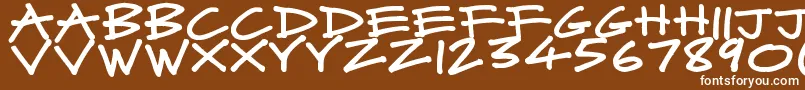 Weitere Informationen zur MadMidnightMarker-Schriftart MadMidnightMarker-Schriftart – Weiße Schriften auf braunem Hintergrund