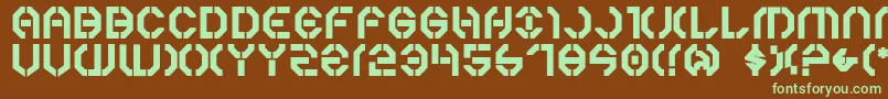 フォントY3kb – 緑色の文字が茶色の背景にあります。