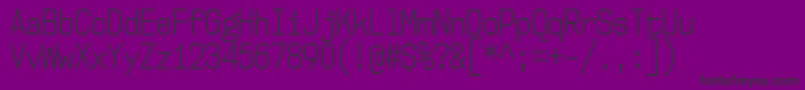 Nk57MonospaceCdLt-fontti – mustat fontit violetilla taustalla