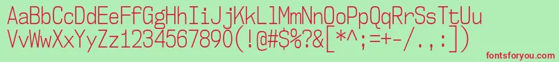 フォントNk57MonospaceCdLt – 赤い文字の緑の背景