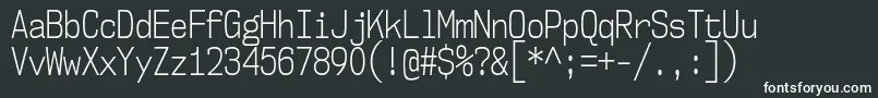 Nk57MonospaceCdLt-fontti – valkoiset fontit mustalla taustalla