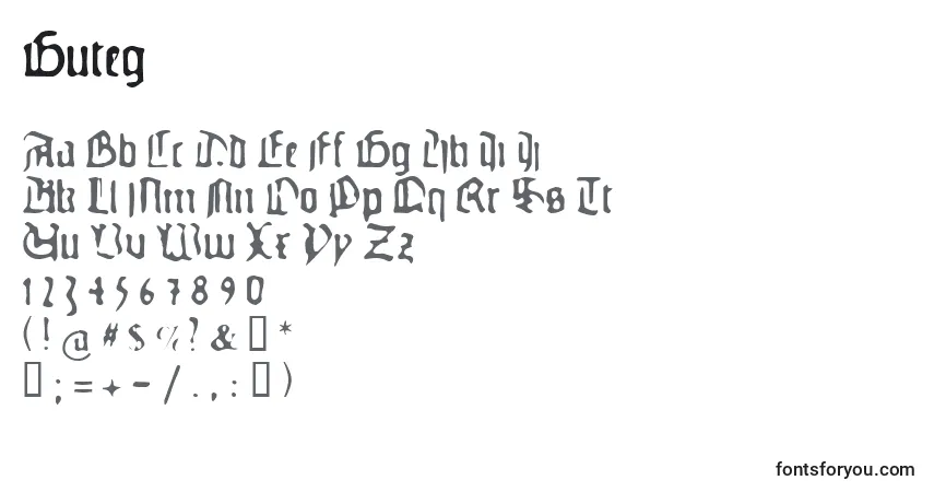 Guteg Font – alphabet, numbers, special characters