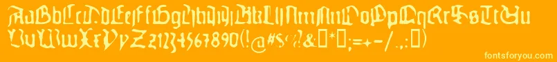 Guteg-fontti – keltaiset fontit oranssilla taustalla
