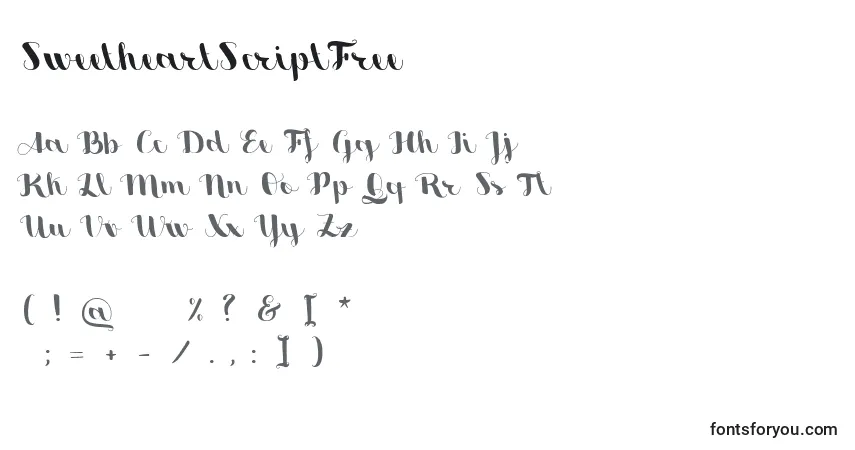Schriftart SweetheartScriptFree – Alphabet, Zahlen, spezielle Symbole