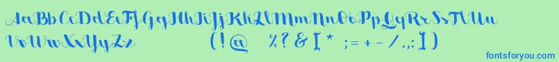 SweetheartScriptFree-Schriftart – Blaue Schriften auf grünem Hintergrund